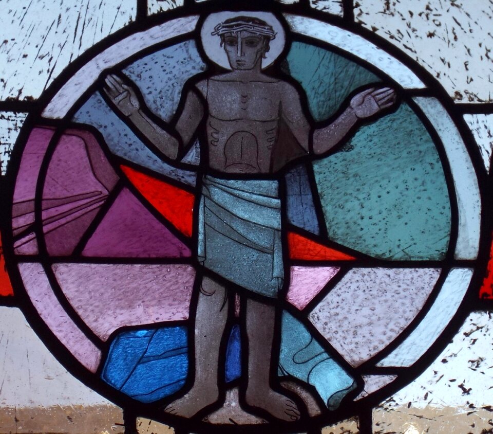 Stained glass way of the cross resurrected