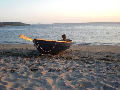 Sand sunset boat