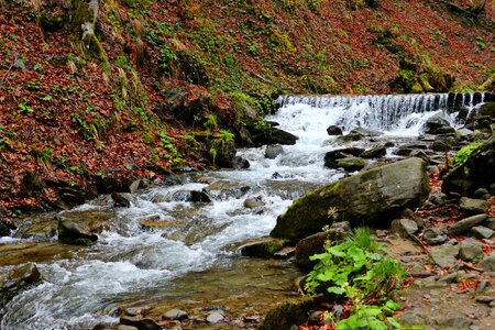 Carpathians brown waterfall photo