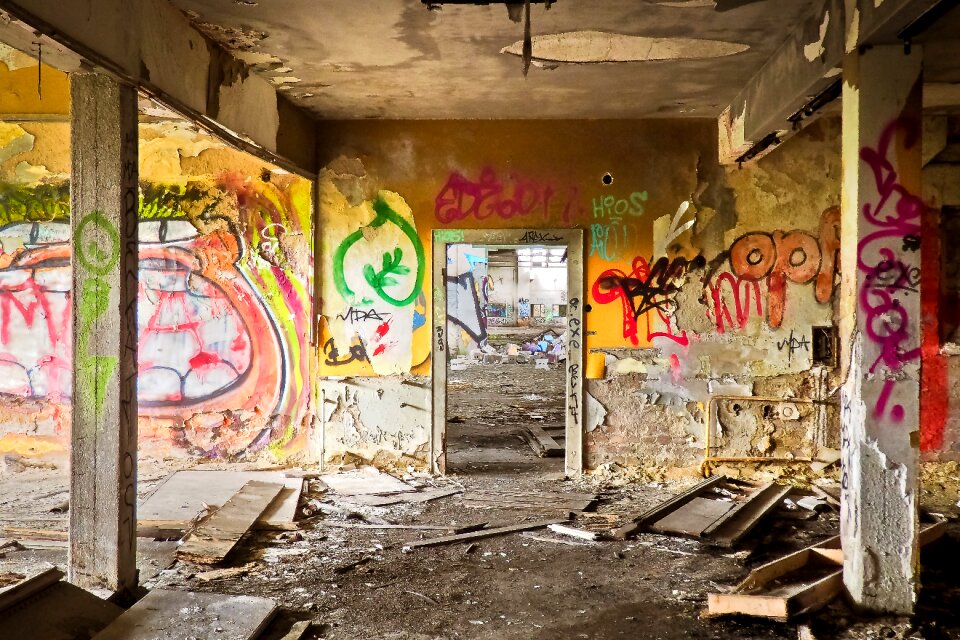 Ruin railway depot train