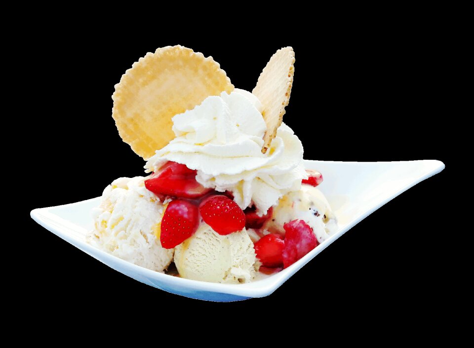 Fruit cream ice cream sundae