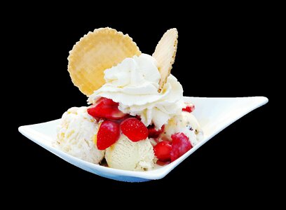 Fruit cream ice cream sundae photo