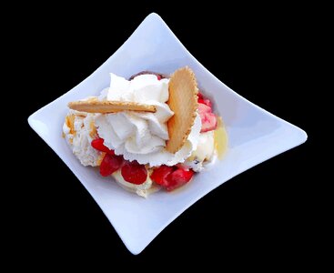 Fruit cream ice cream sundae photo