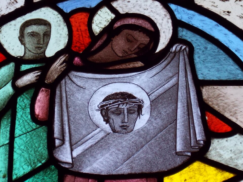 Stained glass cloister way of the cross