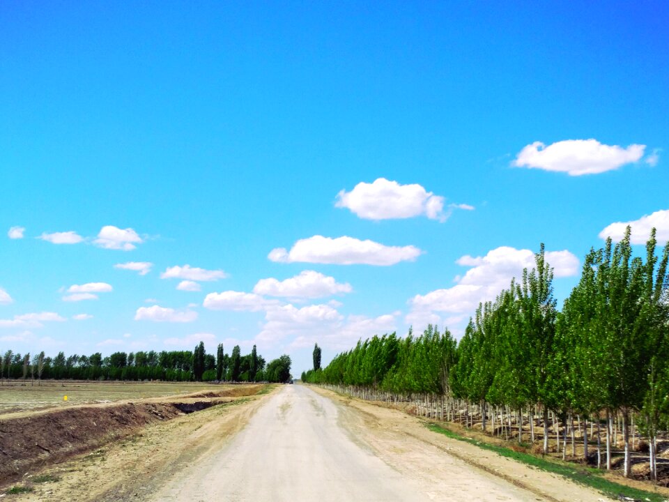 Lane blue sky clouds