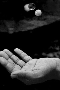 Hand black and white in the air photo