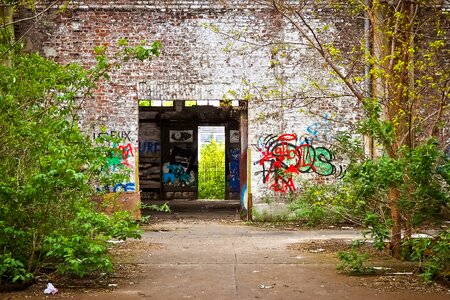 Ruin railway depot train photo