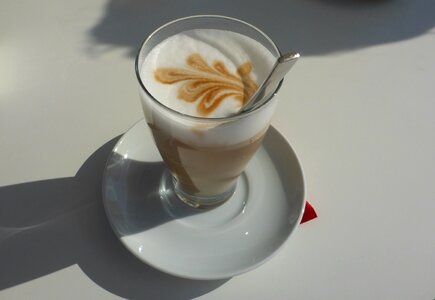 Palm spoon cappuccino photo