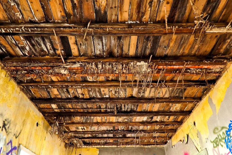 Ruin railway depot train