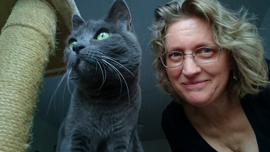Cat and woman person animals