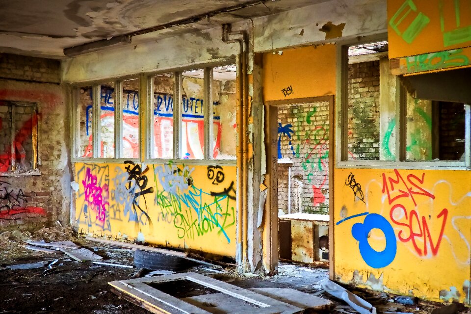 Ruin railway depot train