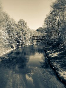 Landscape river railway bridge