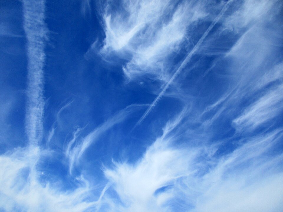 Cirrus clouds sky blue