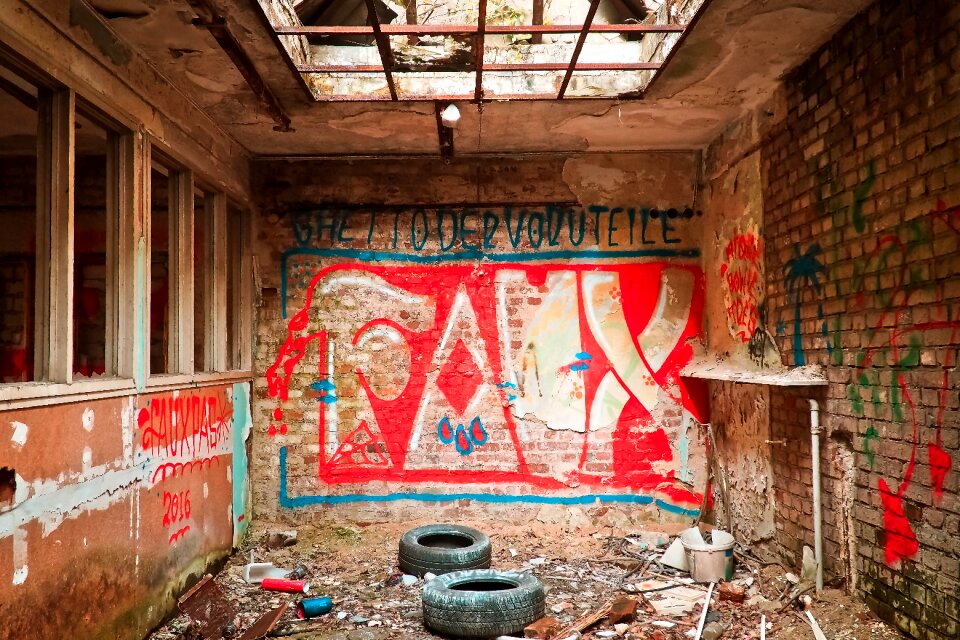 Ruin railway depot train