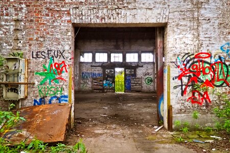 Ruin railway depot train photo