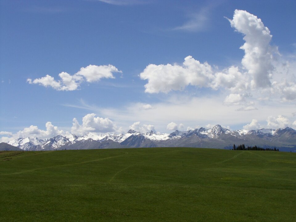 Blue sky white cloud mountain photo