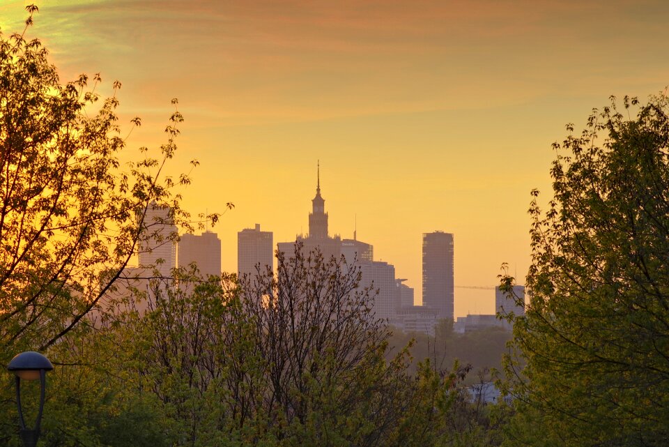 Skyscrapers buildings sunset