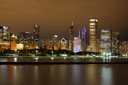 Night view chicago downtown