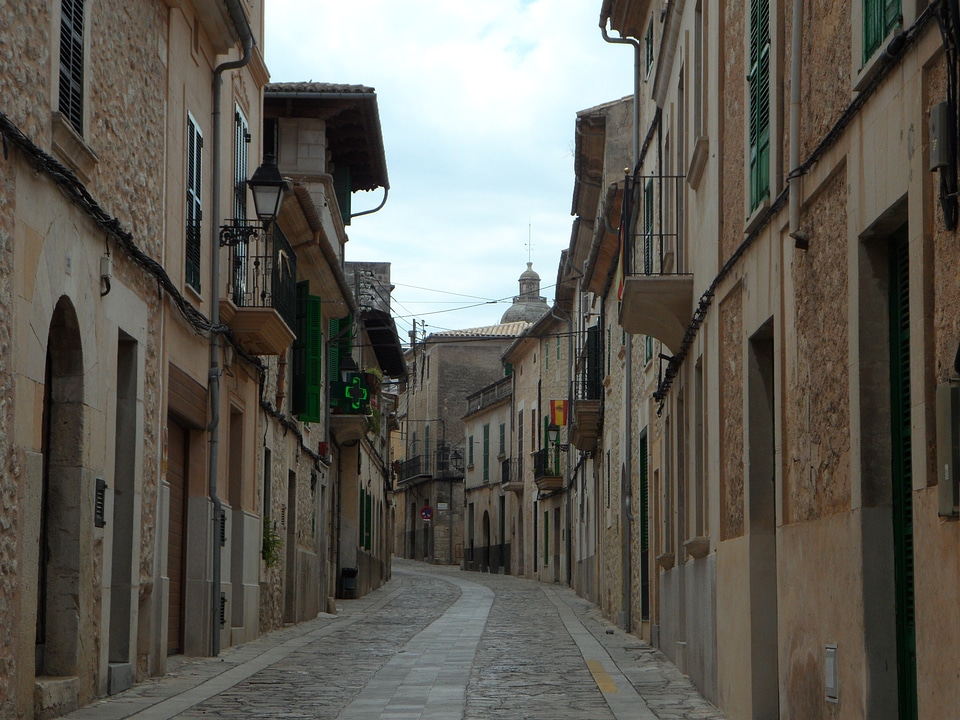 Road train village street facades photo