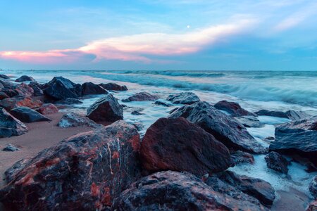 Wave sea water in the sand photo