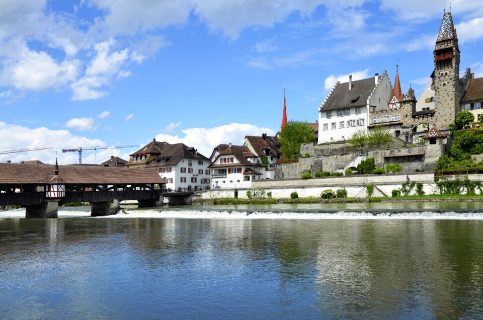 Reuss front wooden bridge historic old town