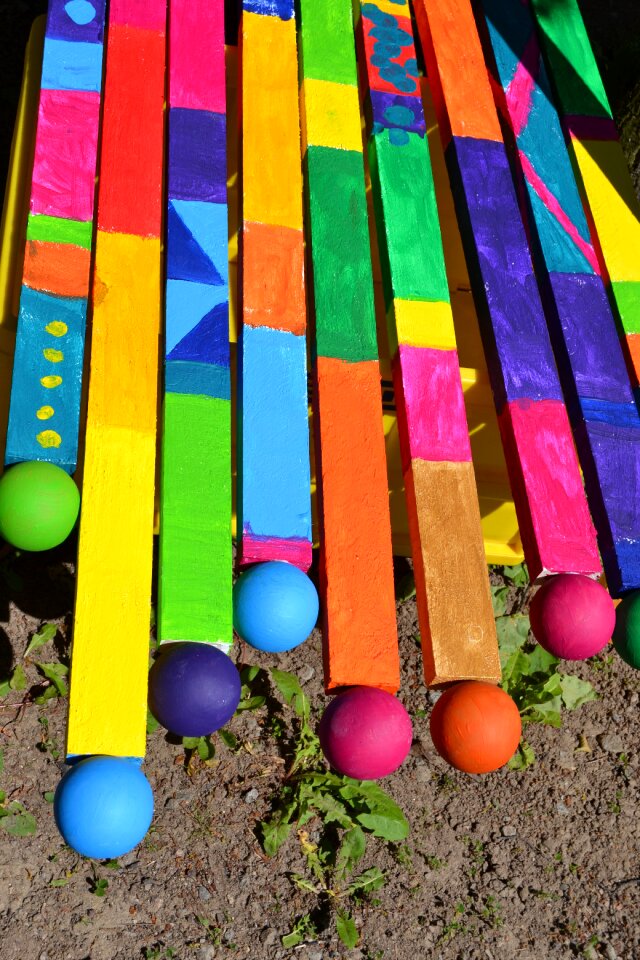 Bright artwork wooden sticks