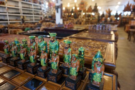 Chessboard wooden carving