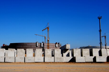 Tank blocks of concrete sky photo