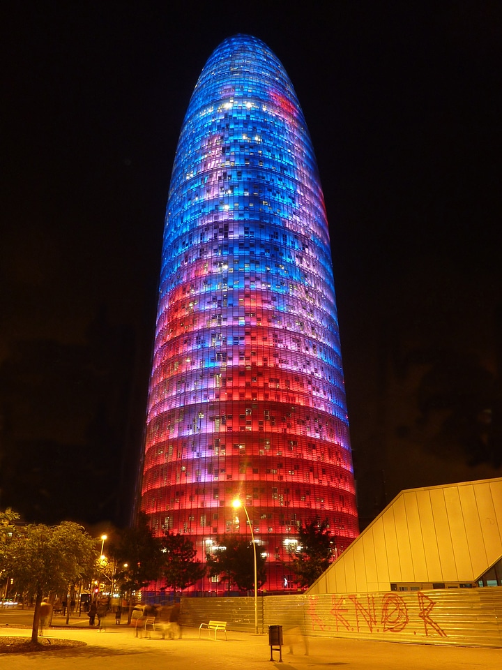 Illuminated red blue