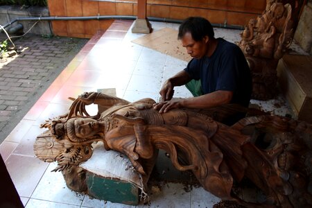 Wood carving outdoor photo