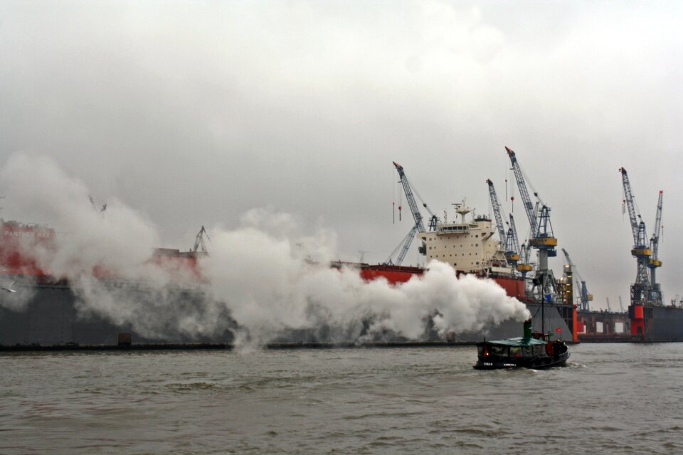 Historical barge elbe dock