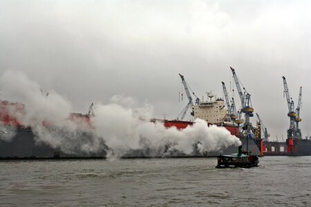 Historical barge elbe dock