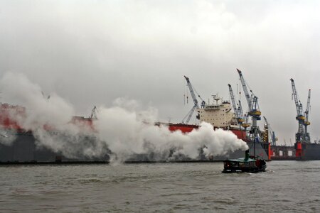 Historical barge elbe dock photo