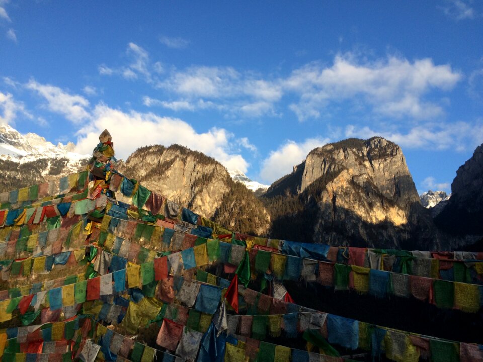 Shangri-la's prayer flags in yunnan province photo