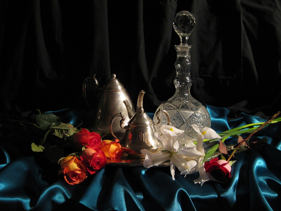 Roses crystal silverware