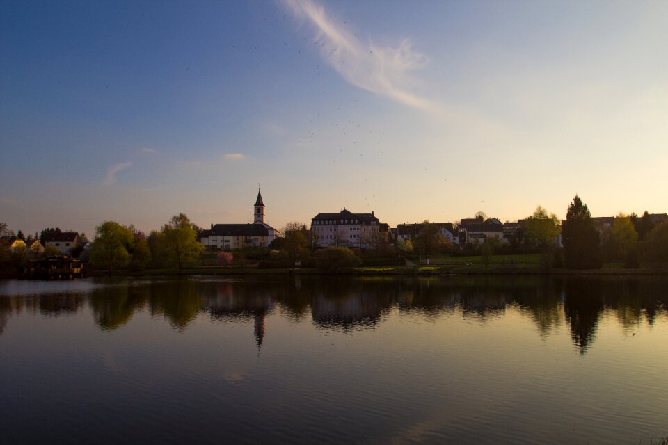 Water steeple sky