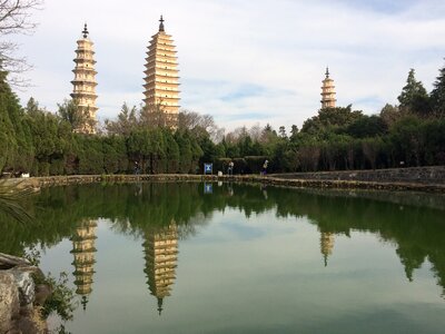 In yunnan province three pagodas views photo