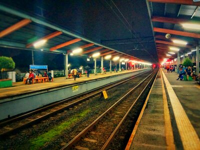 Railway night light photo