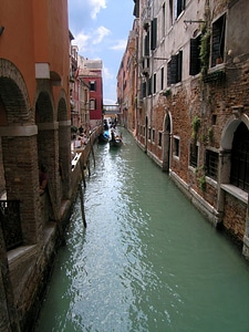 Italy town on the river gondolas