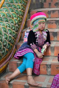 Girls tribe hmong sitting thailand