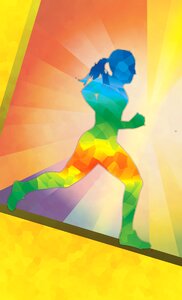 Crystalline background running girl photo