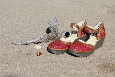 Beach sandals brown shoes photo