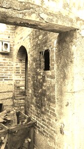 The ancient house brick wall