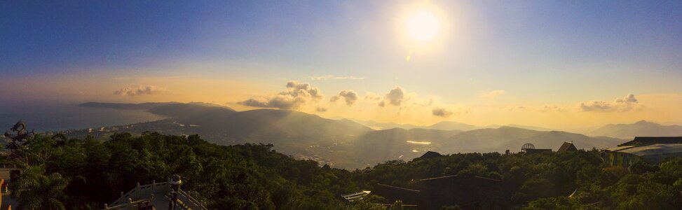 Mountain sea blue sky