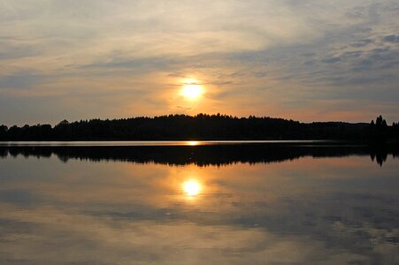Losheim reservoir idyllic evening light photo
