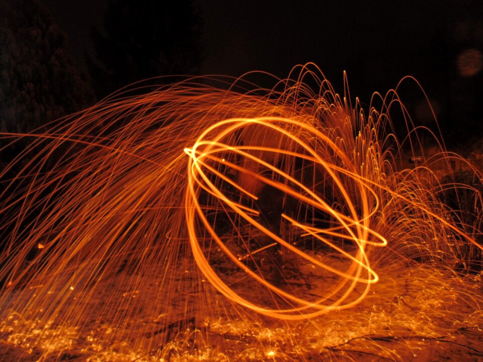 Long exposure steel wool radio photo