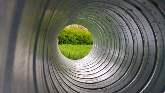 Tunnel galvanized pipe symmetry photo