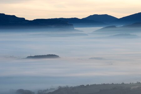 Fog dawn landscape photo