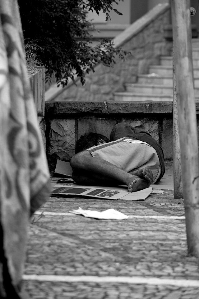 Homeless man sleep man photo