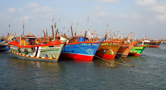 Port jetty fishing boat photo